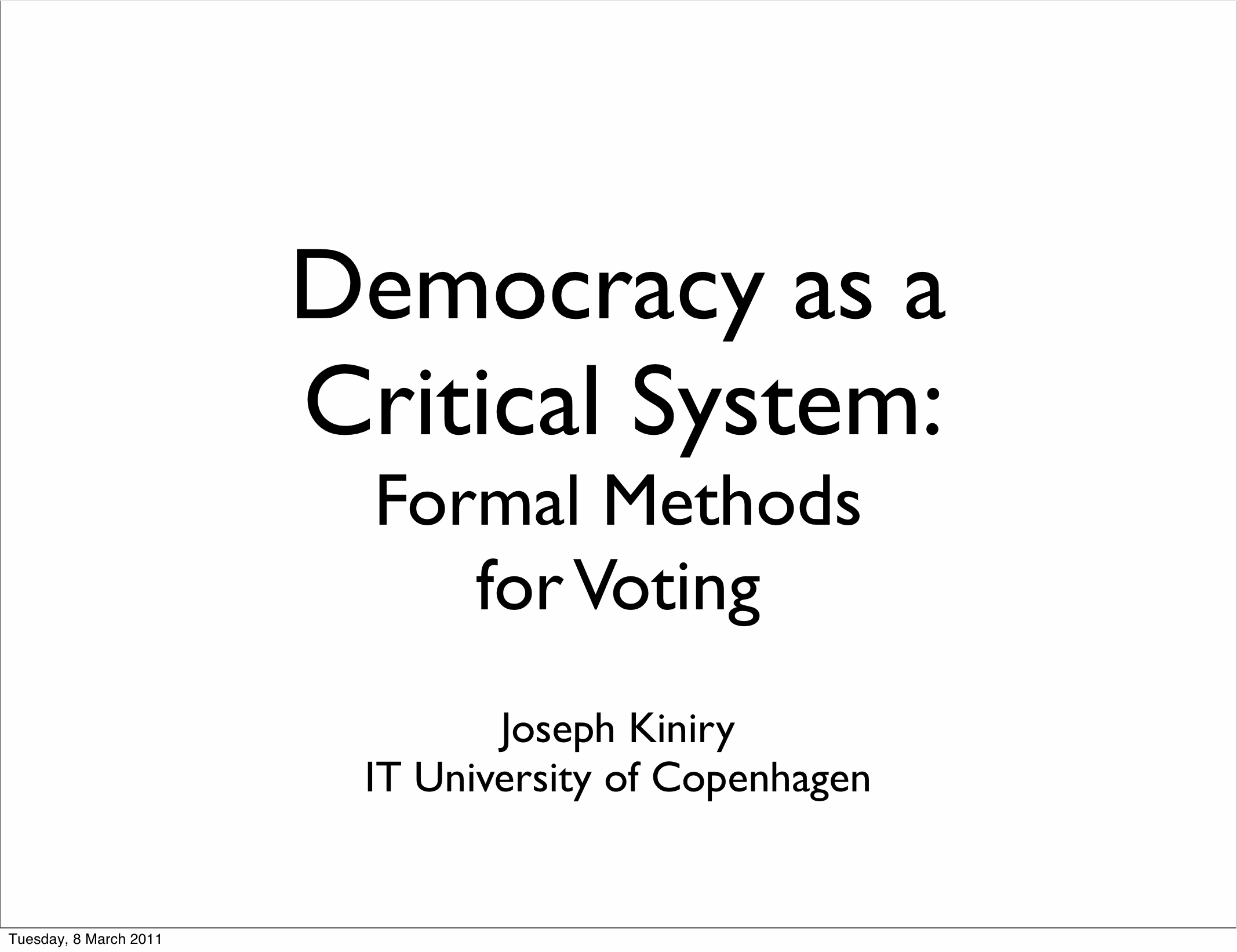 Democracy as a Critical System