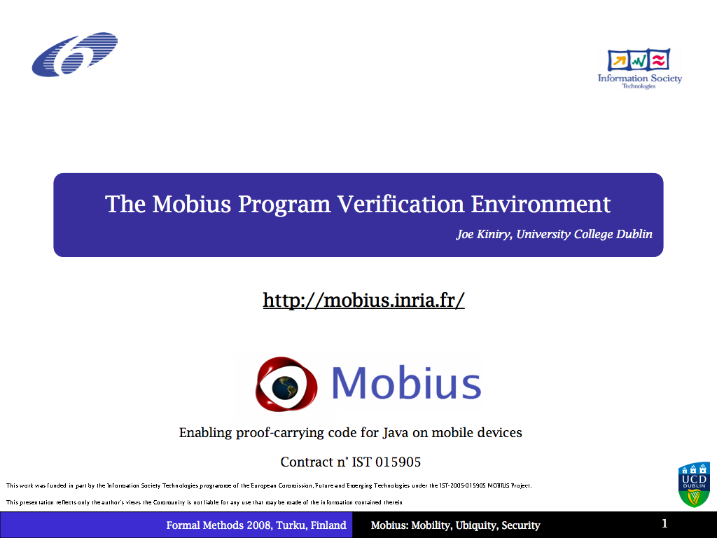 The Mobius Program Verification Environment slides, FM 2008