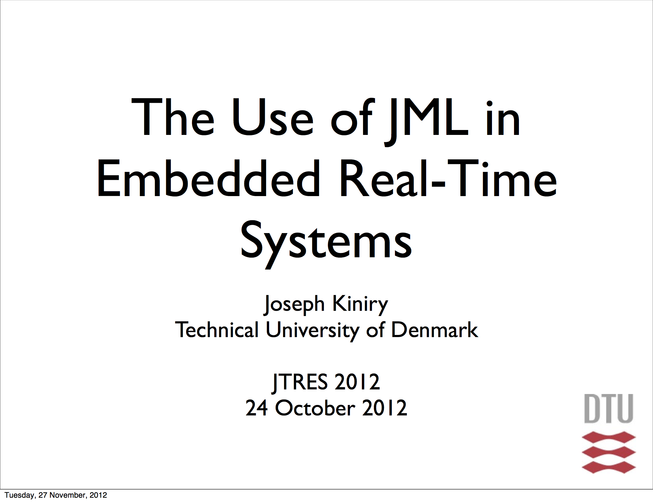 The Use of JML in Embedded
        Real-Time Systems
