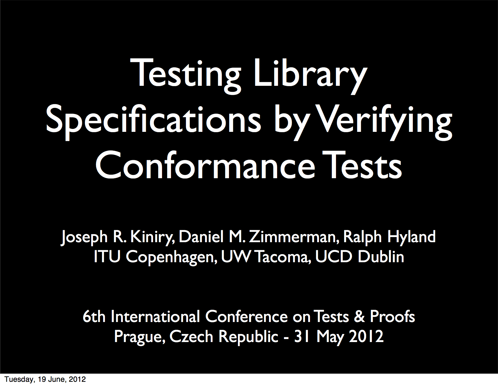 Testing Library Specifications
         by Verifying Conformance Tests