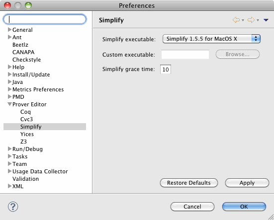 An example Prover Editor preference panel.